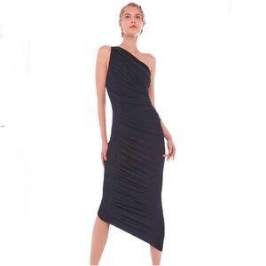 Norma Kamali Diana Black One-Shoulder Gown Dress Size Medium New